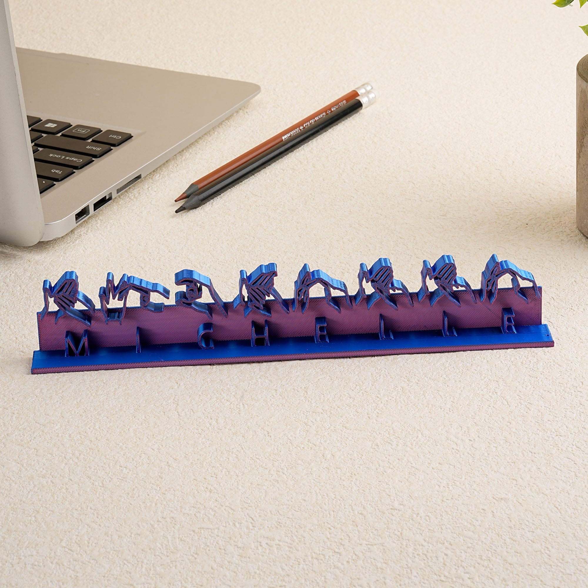 Personalizado Multicolor Lengua de Signos Británica 3D Impreso Escritorio Placa de Nombre Cumpleaños Apreciación Regalo para BSL Intérprete Profesor Las personas sordas