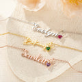 Personalizada Dainty Nombre Collar con Corazón Birthstone Día de San Valentín Cumpleaños Aniversario de regalo para las mujeres
