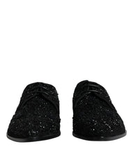 Men's Black Embellished Suede Derby Formal Shoes