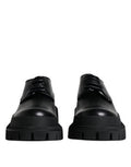 Men's Black Leather Lace Up Trekking Dress Shoes Calf Lambskin Viscose