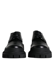 Men's Black Leather Lace Up Trekking Dress Shoes Calf Lambskin Viscose