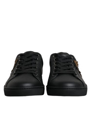 Black London Sacred Heart Men Sneakers Shoes Calf Leather