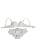 Women's White Silk Stretch Panty Balconette Bra Underwear Elastane Cotton Clothing