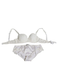 Women's White Silk Stretch Panty Balconette Bra Underwear Elastane Cotton Clothing