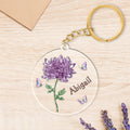 Llavero Acrílico Personalizado de Imitación de Cristal Estilo Flor de Nacimiento con Nombre Día de la Madre Cumpleaños Aniversario Regalo para Mujer