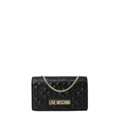Women's Quilted Polyurethane Shoulder Bag Black