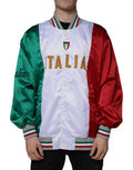 Men's Multicolor Italia Button Down Bomber Jacket Polyester Clothing