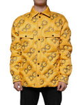 Men's Yellow Logo Padded Buttoned Blouson Jacket Nylon Clothing