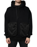 Black Hooded Pullover Men Sweatshirt Sweater Cotton Nylon Polyester Clothing