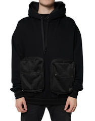Black Hooded Pullover Men Sweatshirt Sweater Cotton Nylon Polyester Clothing