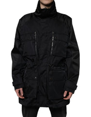 Men's Nylon Winter Parka Black Polyester Acrylic