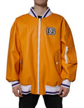 Men's Orange White Full Zip Jersey Bomber Jacket Pvc Cotton Clothing