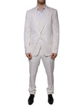 Men's White Wool Silk 3 Piece Slimfit Formal Suit Virgin