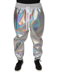 Silver Iridescent Men Jogger Sweatpants Pants Polyester