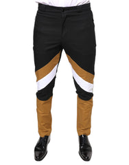 Men's Multicolor Stripe Skinny Cotton Pants Elastane Nylon