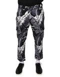 Men's Gray Banana Leaf Cotton Stretch Capri Pants