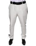 Men's White Polyester Formal Dress Pants Silk