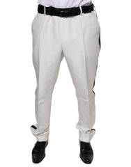 Men's White Polyester Formal Dress Pants Silk