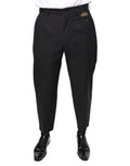 Men's Black Crown Cotton Dress Pants Nylon Elastane