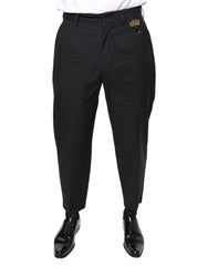 Men's Black Crown Cotton Dress Pants Nylon Elastane