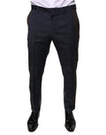 Men's Black Cotton Wool Formal Dress Pants Virgin
