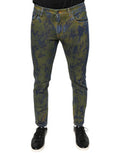 Blue Cotton Dye Slim Fit Men Denim Jeans Elastane Stretch Clothing