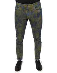 Blue Cotton Dye Slim Fit Men Denim Jeans Elastane Stretch Clothing