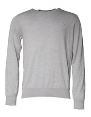 Men's Virgin Wool Crew Neck Sweater Gray