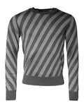 Men's Diagonal-Striped Silk Sweater Gray