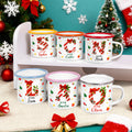 Taza esmaltada con nombre personalizada con diseño de iniciales de bastón de caramelo 12 oz Regalo navideño de uso diario para niños Familia