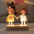 Lámpara de noche LED personalizada con base de madera Decoración del hogar Amistad Regalo de cumpleaños para niños Niñas