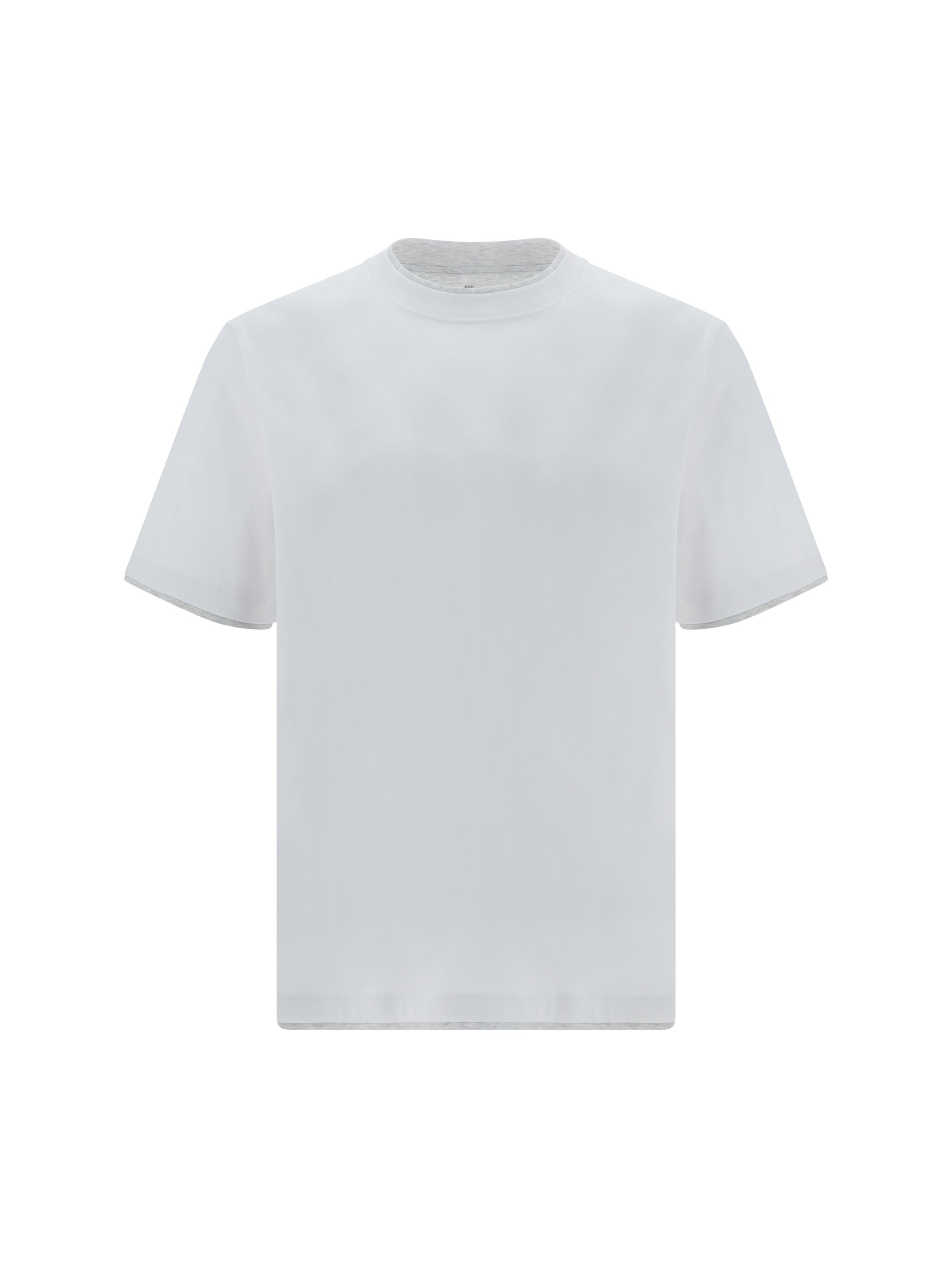 Brunello Cucinelli Double-Layer Hems Cotton T-Shirt — White