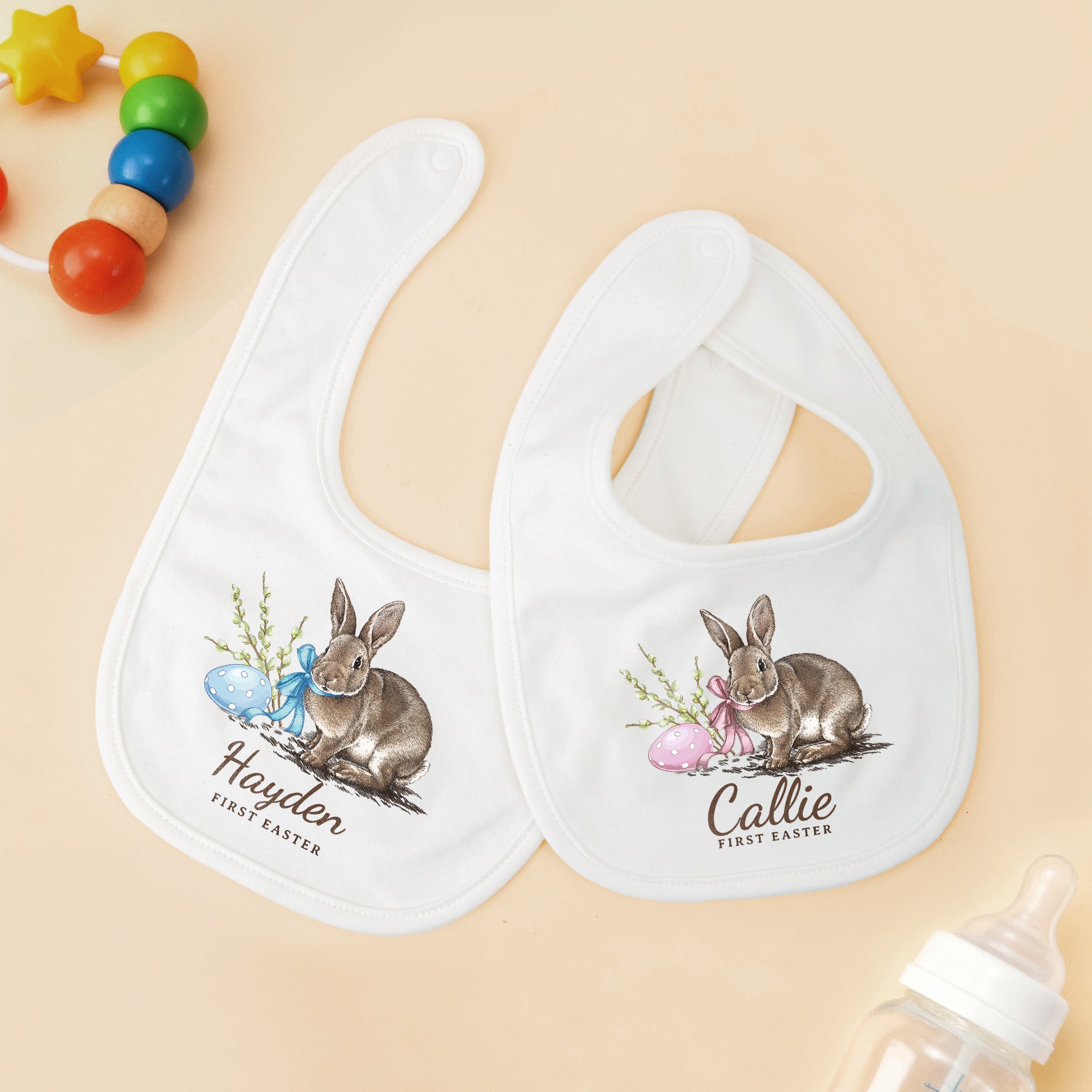Babero personalizado con nombre y huevo de Pascua Baby Shower Regalo de Pascua para recién nacidos