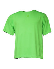 Men's Green Logo Round Neck Short Sleeves T-Shirt Polyester