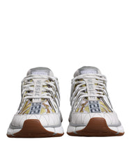 Men's White Trigreca Barocco Print Low Top Sneakers Shoes Pu Pes Co