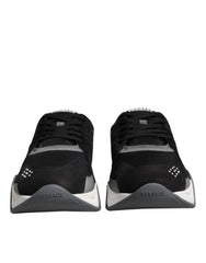 Men's Black Leather Neoprene Chunky Low Top Sneakers Squalo Shoes Co Vl