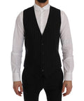 Men's Black Staff Cotton Striped Vest Clothing
