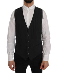 Men's Gray Staff Cotton Striped Vest Clothing