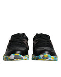 Black Polyester Low Top Men Sneakers Shoes Calf Pvc Lamb