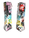 Women's Multicolor Graffiti Keira Mid Calf Boots Shoes Lamb Leather