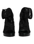 Women's Black Stretch Taormina Lace Boots Shoes Nylon Viscose Elastane Silk