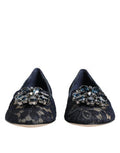 Women's Blue Taormina Lace Crystals Flats Shoes Viscose Cotton Nylon