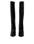 Women's Black Patent Leather Vally High Boots Shoes