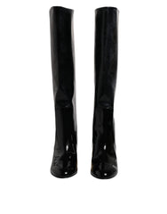 Women's Black Patent Leather Vally High Boots Shoes