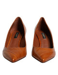 Women's Eel Leather Kitten Pump Brown