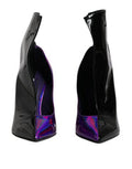Women's Purple Black Pointed Ankle Boots Shoes And Leather