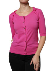 Women's Virgin Wool Button-Down Cardigan Pink
