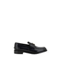 Women's Black Leather Logo Loafers