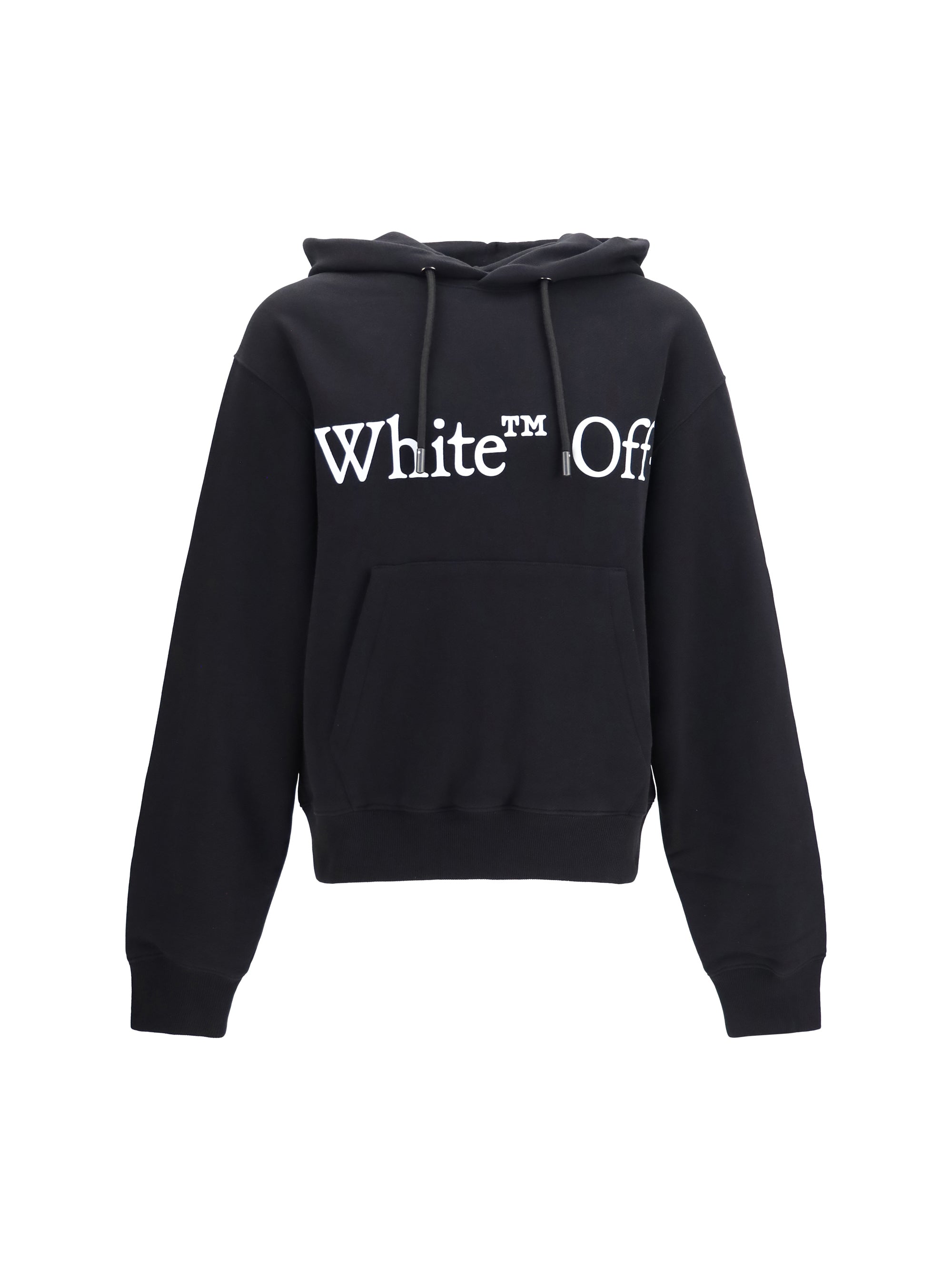 Off-White Logo-Printed Cotton Hoodie — Black