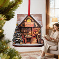 Árbol de Navidad de madera personalizado Adorno de librería con nombre y año Decoración de biblioteca Regalo de Navidad para ratones de biblioteca Amantes de los libros